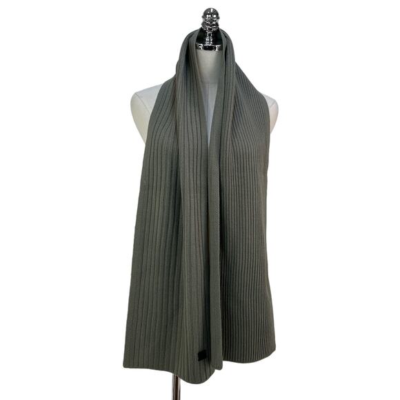 Allsaints Ribbed Knit Scarf Serepentine Green Rectangular - Picture 2 of 5